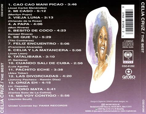 Car Tula Trasera De Celia Cruz The Best Volume 2 Portada