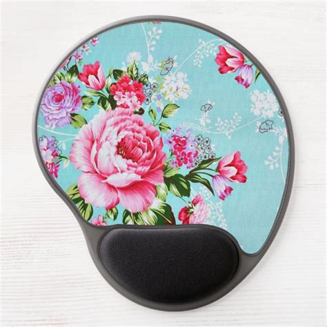 Vintage Chic Pink Floral Gel Mouse Pad