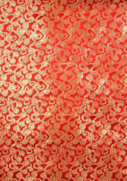 Red And Golden Hand Woven Banarasi Brocade Fabric Exotic India Art