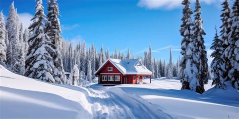 Premium AI Image | Snowy Mountain Cabin A snowy mountain with a cabin ...