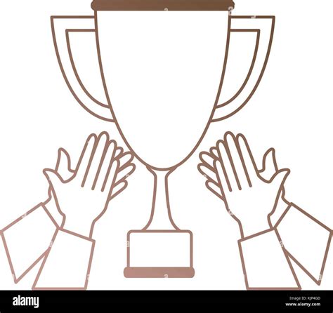 Hands With Trophy Cup Award Icon Vector Illustration Design Stock