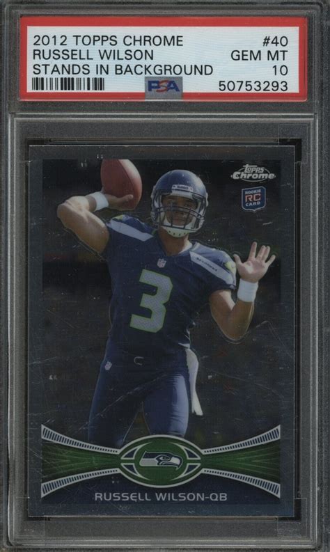 2012 Topps Chrome 40 Russell Wilson Stands In Background RC Rookie PSA