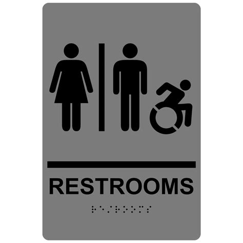 Ada Private Restroom With Symbols Braille Sign Rre Blkongray