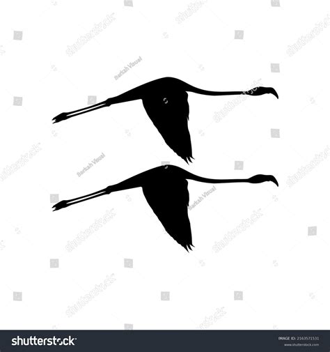 Pair Flying Flamingo Silhouette Vector Illustration Stock Vector ...