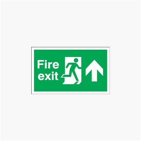 Fire Exit Running Man Arrow Up Self Adhesive Plastic 600x300mm Signs