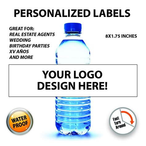 Custom Water Bottle Labels Logo Graphic Design | Etsy