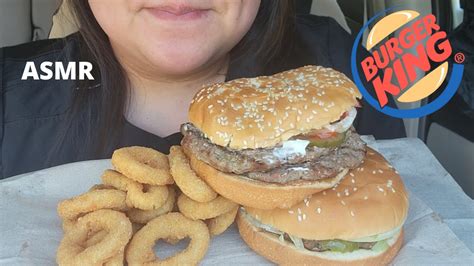 BURGER KING MUKBANG DOUBLE AND SINGLE WHOPPER WITH CRUNCHY ONION RINGS