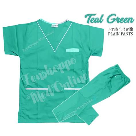 Scrub Suit Set With Piping And Plain Pants Teal Green Lcr Lacoste Lazada Ph