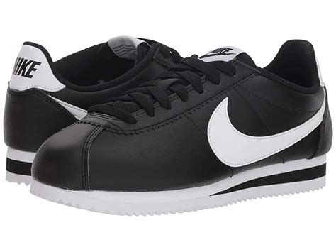 Nike Classic Cortez Leather Black White White Womens Shoes Add A