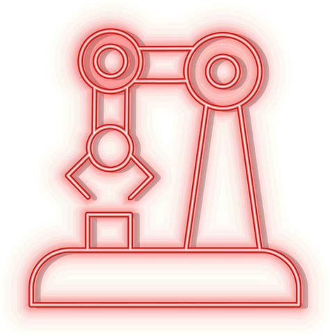 Retro Style Red Neon Vector Icon Hand Robotic Arm Red Neon Icon