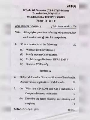 Mdu B Tech Multimedia Technologies Question Paper Pdf Instapdf