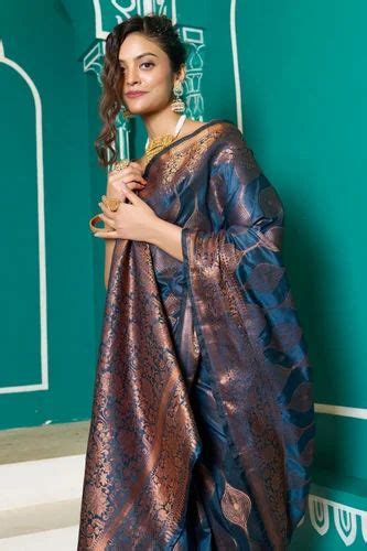 Blue Kathan Silk Saree With Zari Weaving Work At Rs 2040 00 Surat ID