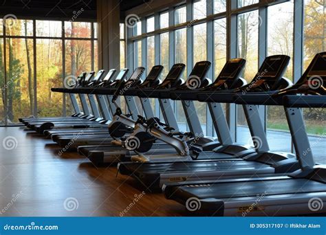 A Line Of Treadmills Placed In A Well Lit And Spacious Gym Ready For