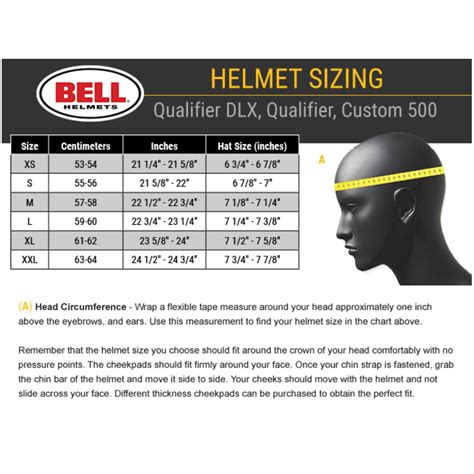 Motorcycle Helmet Sizing Chart Bell