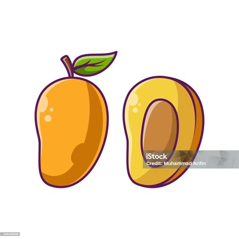 Desain Ilustrasi Vektor Kartun Buah Mangga Ilustrasi Stok Unduh