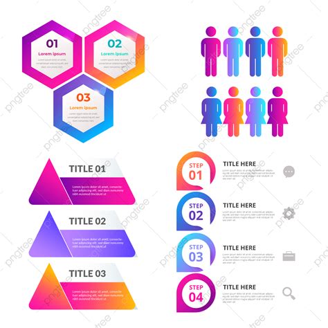 그라데이션 Infographic 요소 컬렉션 무료 벡터 인포 그래픽 사업 디자인 Png 일러스트 및 벡터 에 대한 무료