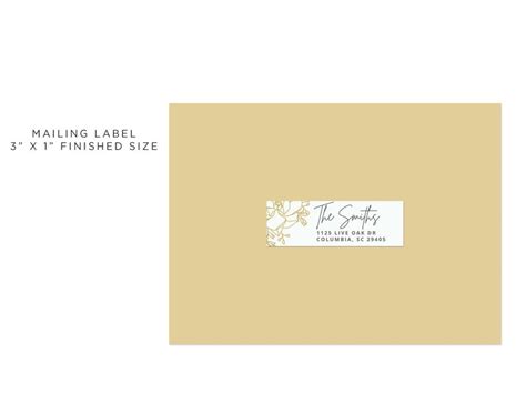 LAUREN Bohemian Wedding Invitation Mailing Label Template Gold Boho