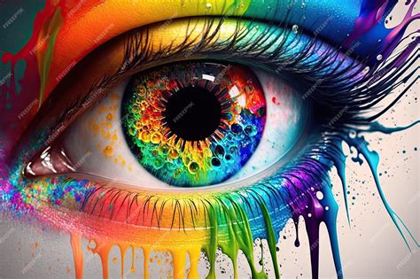 Premium Photo A Rainbow Eye Is Covered In Paint And The Word Rainbow