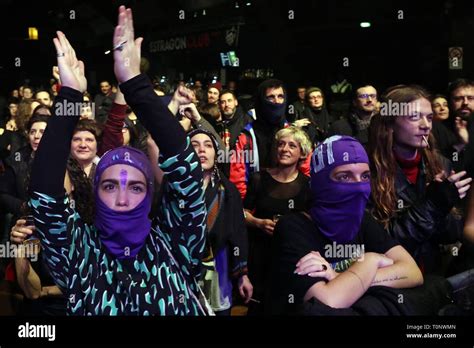 Russian Feminist Protest Punk Rock Group Pussy Riot Performing Live In