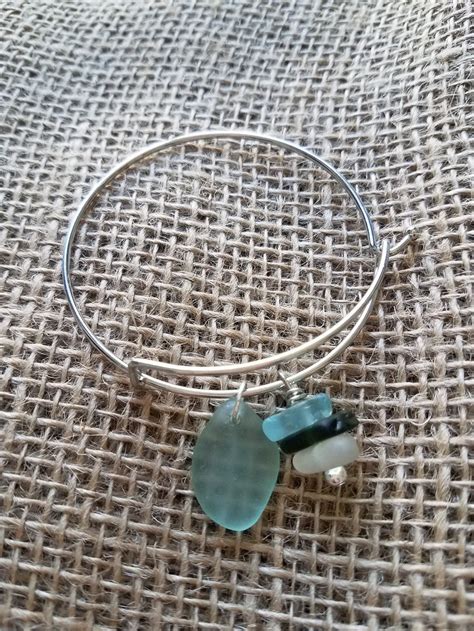 Sea Glass Bangle Bracelet Etsy