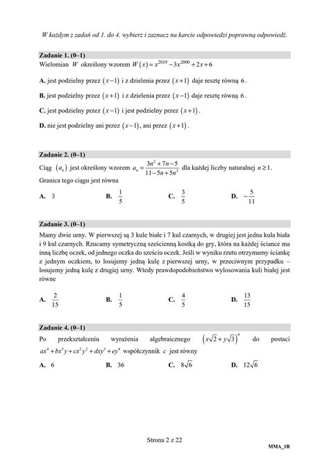 Matematyka Matura Rozszerzenie Arkusz Cke Rozwi Zania