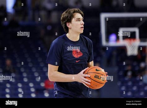 Gonzaga Forward Braden Huff Prepares To Shoot During Warm Ups Before An