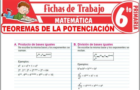 Teoremas De La Potenciación Para Sexto De Primaria Fichas De Trabajo