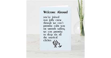 Welcome Aboard A Funny Poem For Your New Hire Card Zazzle