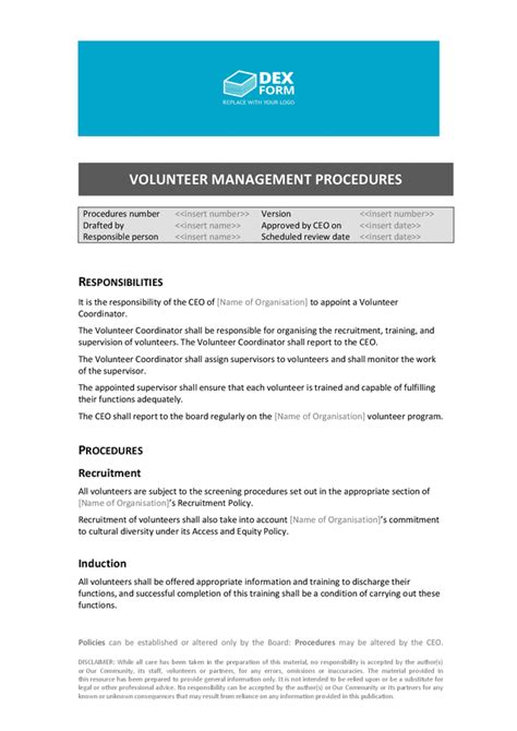 Volunteer Management Policy Template In Word And Pdf Formats Page 2 Of 7