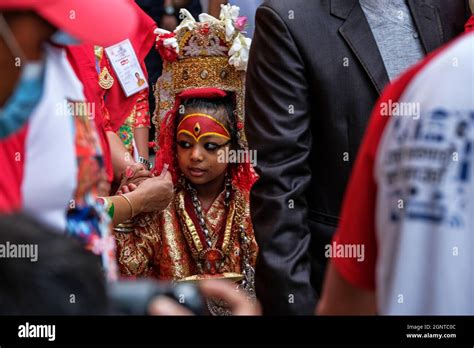 Kathmandu Nepal September 2021 The Living Goddess Kumari During The