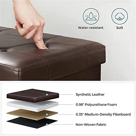 Songmics 43 Inches Folding Storage Ottoman Bench With Flipping Lid