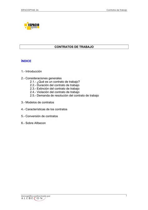 Pdf Contratos De Trabajo Pdf Fileespaciopyme Sa Contratos De