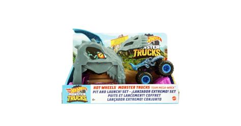 Hot Wheels Lansator Monster Truck Team Mega Wrex Cu Doua Masinute Superheroes Toyszone Mattel