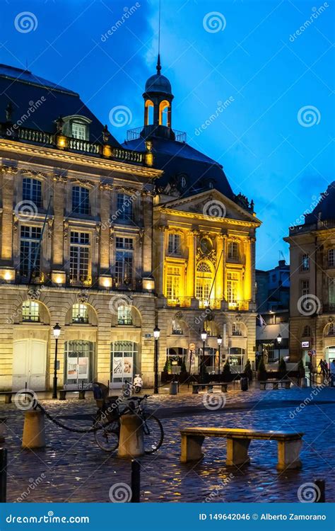 Place De La Bourse at Night in Bordeaux, France. Editorial Photo ...