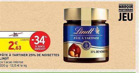 Promo Pâte à tartiner 25 de noisettes lindt chez Intermarché