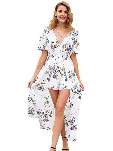 Missy Chilli Damen Elegant Jumpsuit Sommer Blumen Kurzarm Rückenfrei