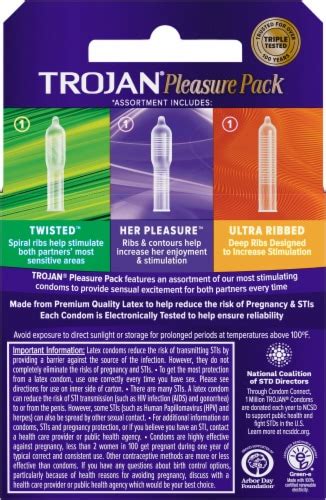 Trojan Lubricated Latex Condoms Pleasure Pack 3 Ct Kroger