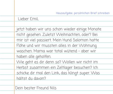 Pers Nlicher Brief Briefe Schreiben Brief Schreiben Grundschule