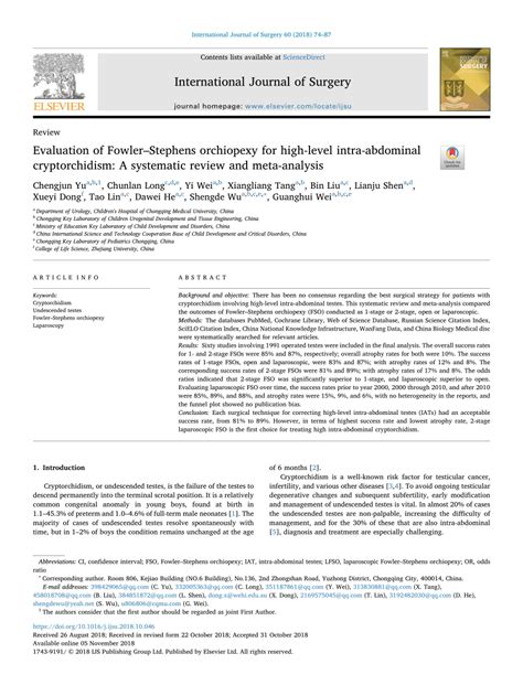 Pdf Evaluation Of Fowlerstephens Orchiopexy For High Level Intra