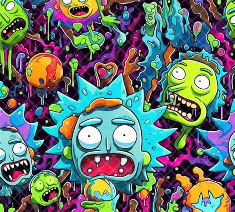 Neon Colorful Rick and Morty Art Digital Tumbler Wrap PNG - Etsy