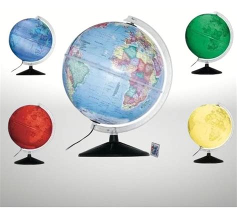 Globo Terrestre Prisma Pol Tico Led Colorido Cm Abajur