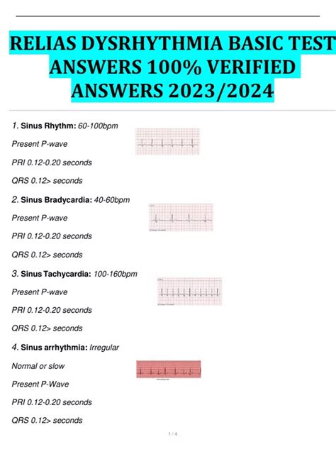 Relias Dysrhythmia Basic Test Answers 100 Verified Answers 2023 2024 Relias Dysrhythmia Basic