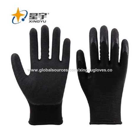 Xingyu Polyester Double Shell Sandy Nitrile Coated Winter Work Gloves