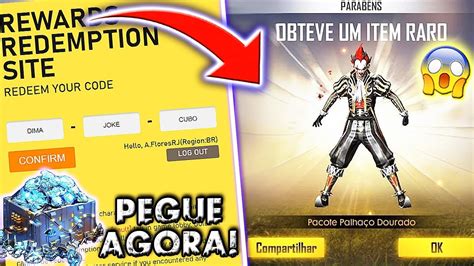 CORRE COMO RESGATAR CÓDIGO DE DIAMANTE NO FREE FIRE E PEGAR O PALHAÇO