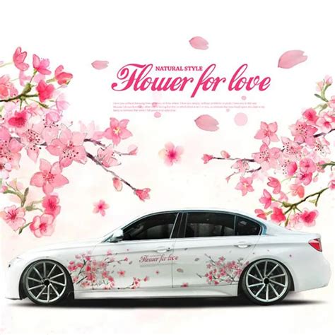 1 Pair Romantic Cherry Blossom Flower Japan Car Decal Sticker Sakura