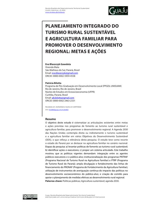 PDF Planejamento integrado do turismo rural sustentável e agricultura