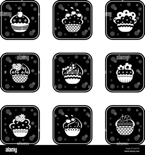 Cupcakes Set Icons Stock Vector Image And Art Alamy