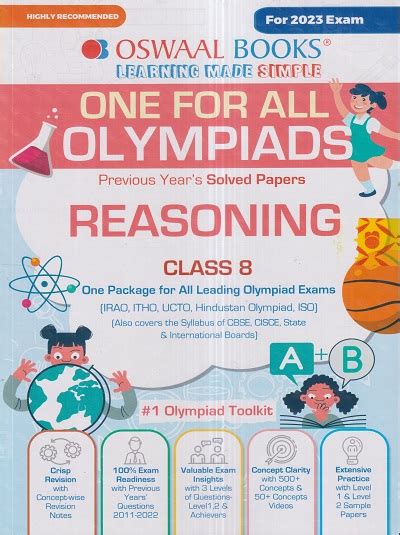 One For All Olympiads Previous Years Solved Papers Reasoning Class 8 Oswaal Books