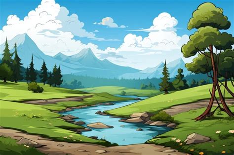 Cartoon River Background Images background | Premium AI-generated image