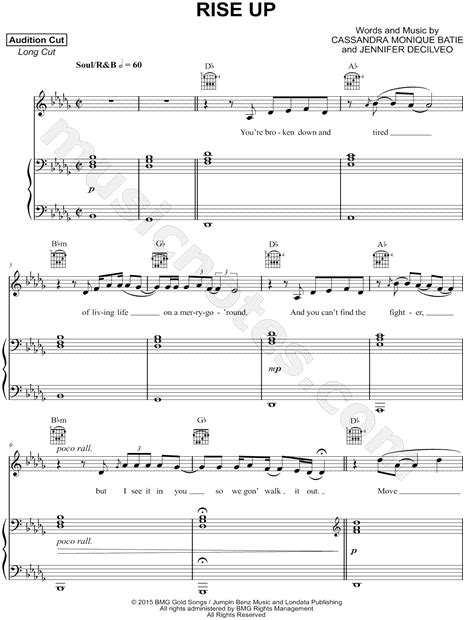 Andra Day Rise Up Sheet Music In Db Major Transposable Download